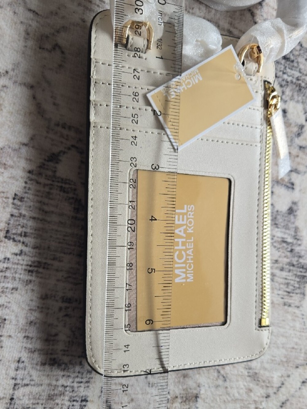 Michael Kors Metallic Ivory Monogram Crossbody Phone Pouch - Picture 4 of 5